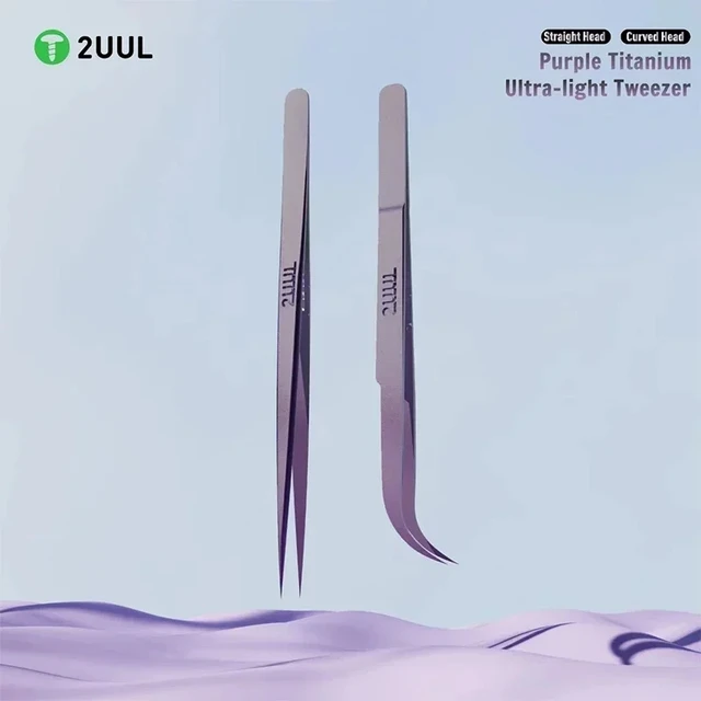 2UUL Ti21 Ti22 Titanium Ultralight Tweezer Purple Curved/Straight for Mobile phone Repair High Precision Flying WireTweezers 1