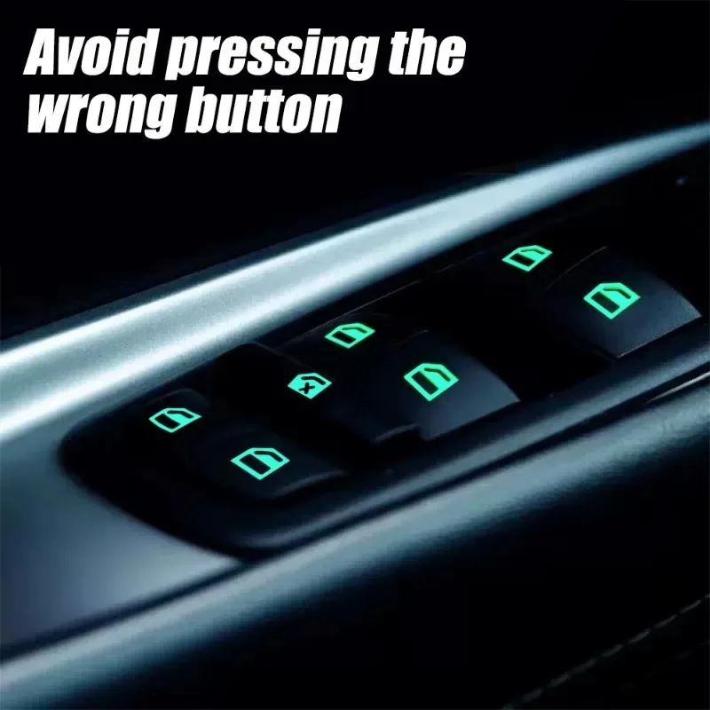Car Luminous Button Stickers Window Lifter Switch Decals Night Glowing Interior Sticker for Toyota Camry Hyundai Kia Decals