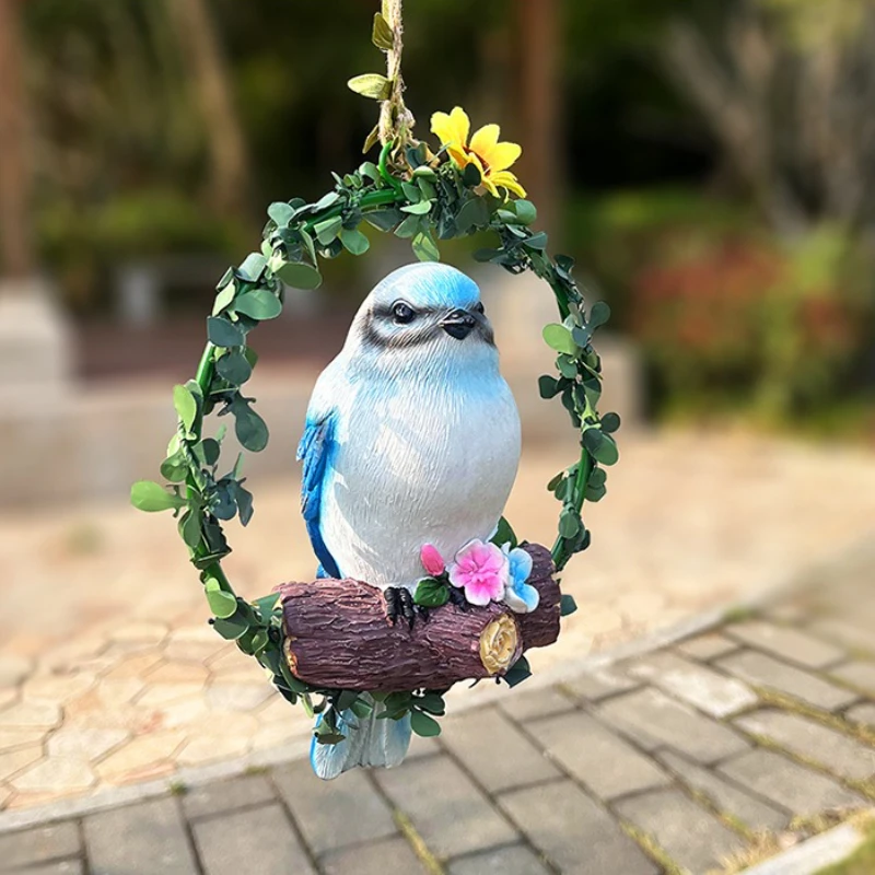 Resin Bird Hanging Decor for Garden Courtyard Home