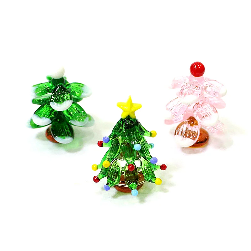 Custom Cute Miniature Christmas Tree Figurine Glass Craft Ornaments Home  Table Tiny Xmas Tree Decor Rare New Year Gifts for Kids - AliExpress