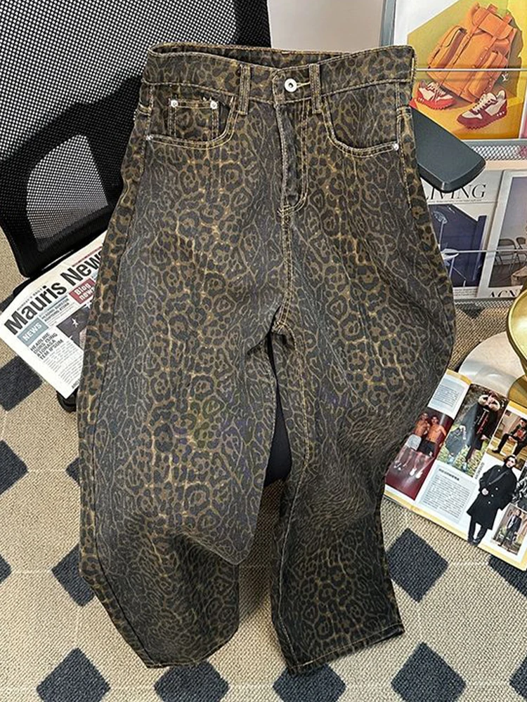 FZ Women's Vintage Leopard Print Design Cargo Denim Pants main image 1