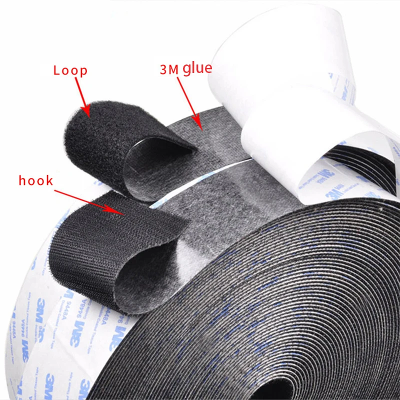 30mm Width Strong Self Adhesive Velcro Tape 3M 9448A Glue Hook and Loop  Tape Fastener Sticky Velcro Strap for Home DIY Car Decoration