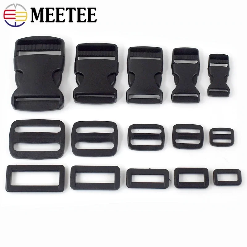 

5/10Sets 15-50mm Plastic Bag Strap Buckles Release Buckle Tri-Glide O Ring Adjust Hook Belt Webbing Clip Clasp DIY Accessories