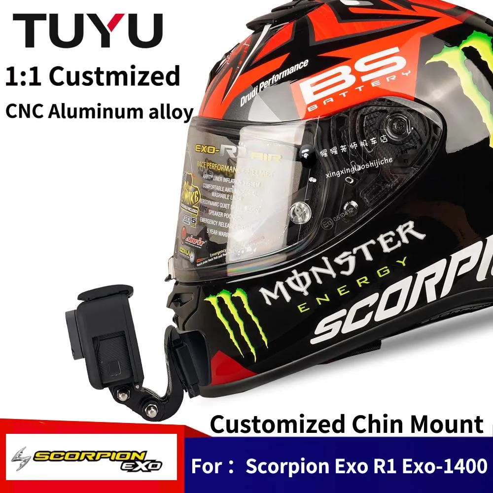 Алюминиевое Крепление на шлем TUYU Scorpion Exo R1 Exo1400 для камеры GoPro Hero12 11 10 9 8 Insta360 X4 X3 X2 One Rs ji34