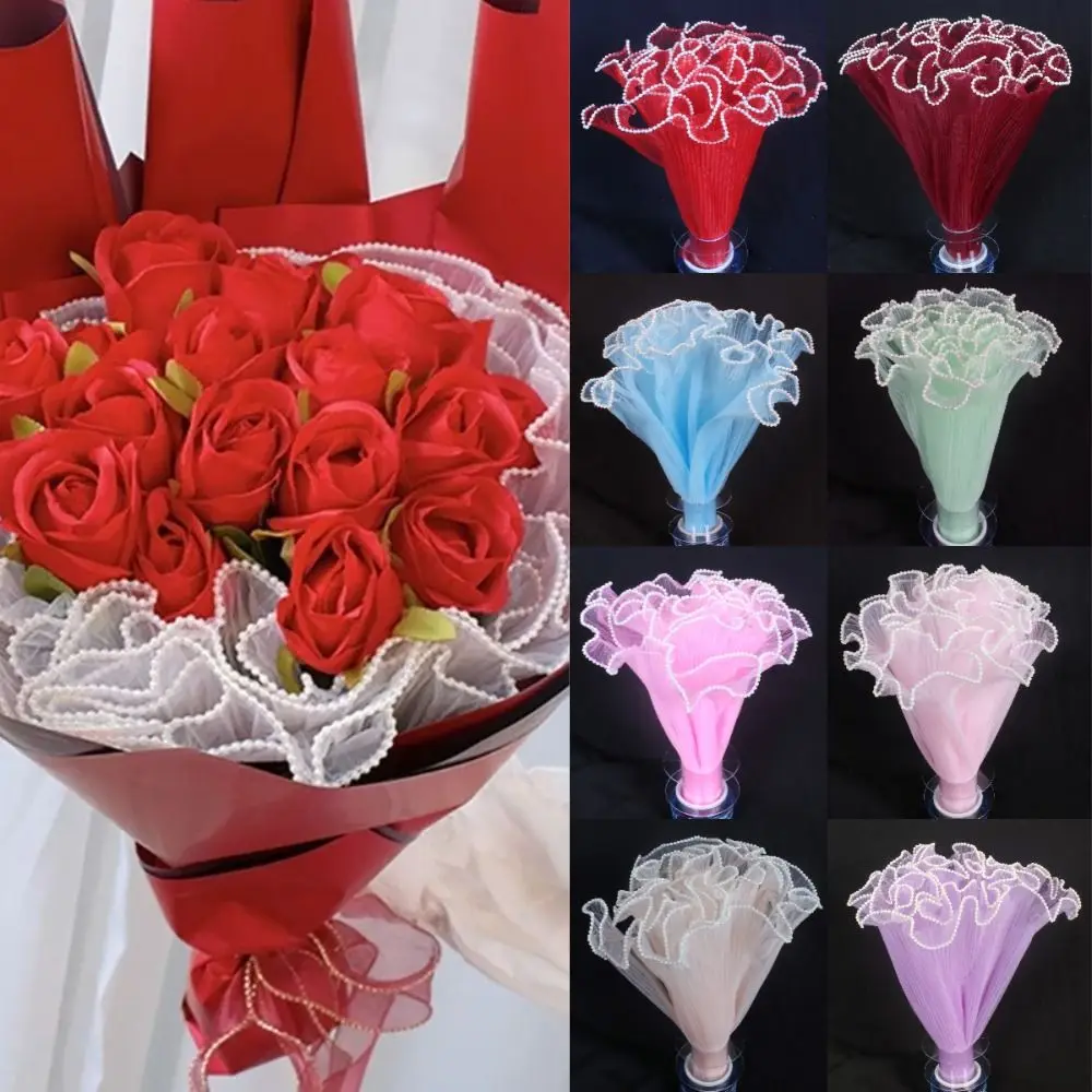 Romantic Pearl Lace Flower Wrapping Cloth Wave Yarn