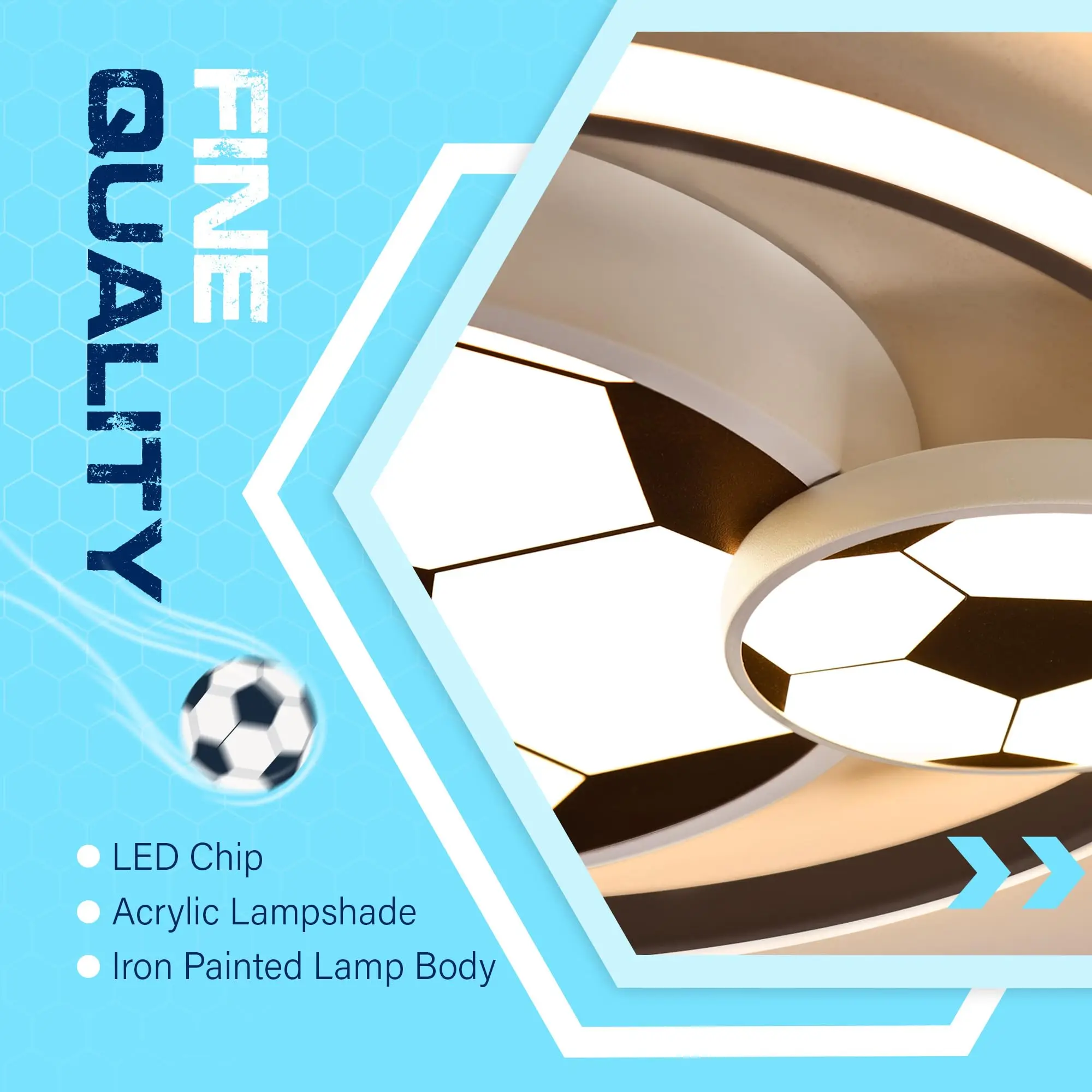 LED Ceiling Light Soccer 19.68in Cartoon kids ceiling light 65W Living Room light fixtures ceiling Mount kids night lights