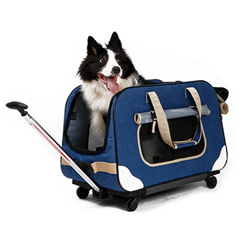 

Portable Pet Stroller Dogs Cat Cart Carrier Supplies Transportation Bag With Wheels Cage Backpack Travel Outing Folding 17.5KG