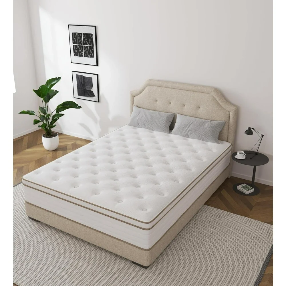 King Size Mattress,12 Inch Hybrid Mattress in a Box with Gel Memory Foam,Individually Wrapped Pocket Coils Innerspring,Pressure 3