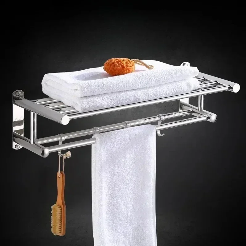 Towel Rack 40/50/60cm with Movable Hooks Steel Bathroom Kitchen Towel Holder Wall Mounted Rack for Home Hotel Accessories