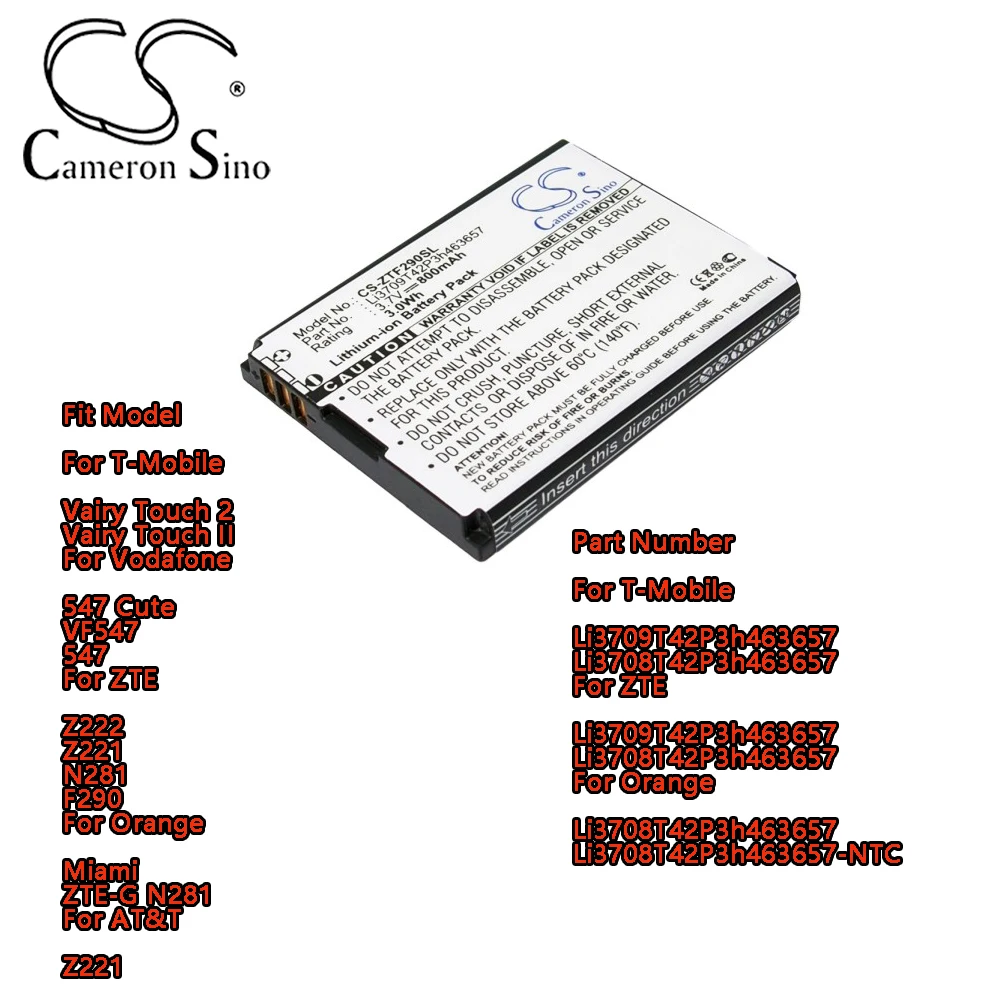 Batterie 800mAh Li3708T42P3h463657 Pour ZTE Z222 Z221 N281 Et Vodafone 547