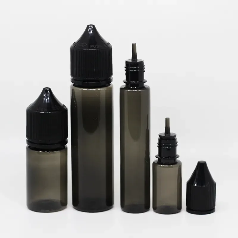 1Pcs Black Clear PET Plastic Liquid Squeeze Bottle 10/15/30 Fat/30 Long/60/100/120ml Pen Shape Oil Eye Drop Vape E-Juice Vials