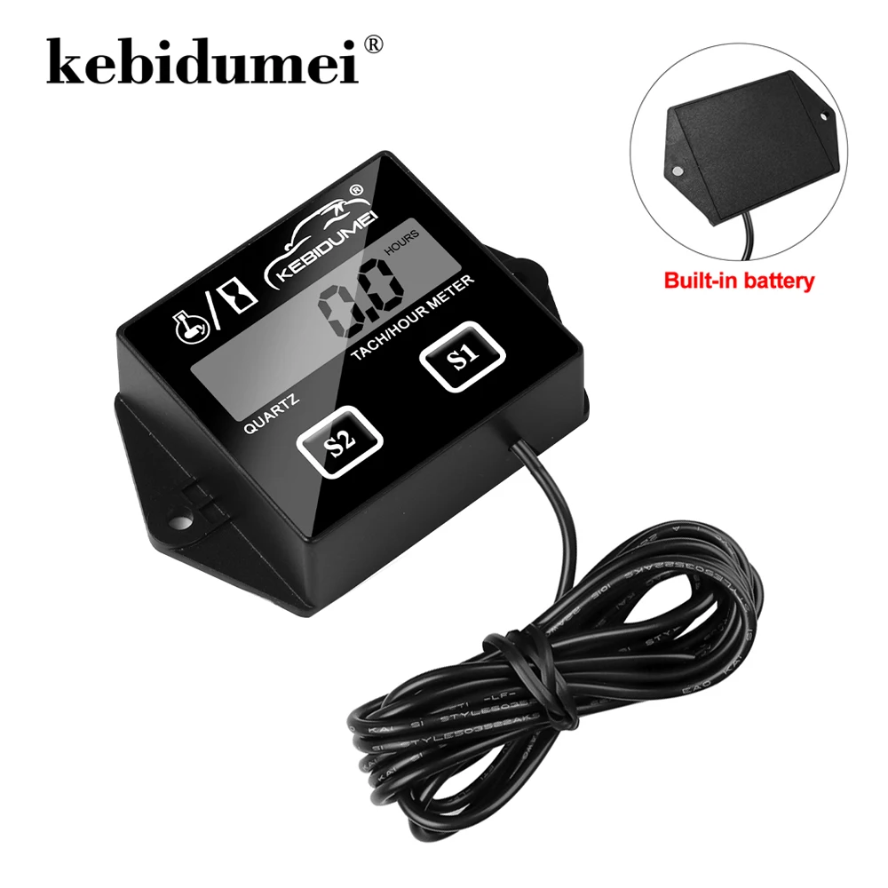 Motorcycle Digital Display Tachometer Motor Boat Engine Electronic Tachometer built in battery tach hour meter Engine Tachometer Tachometer Gauge Tachometer Meter