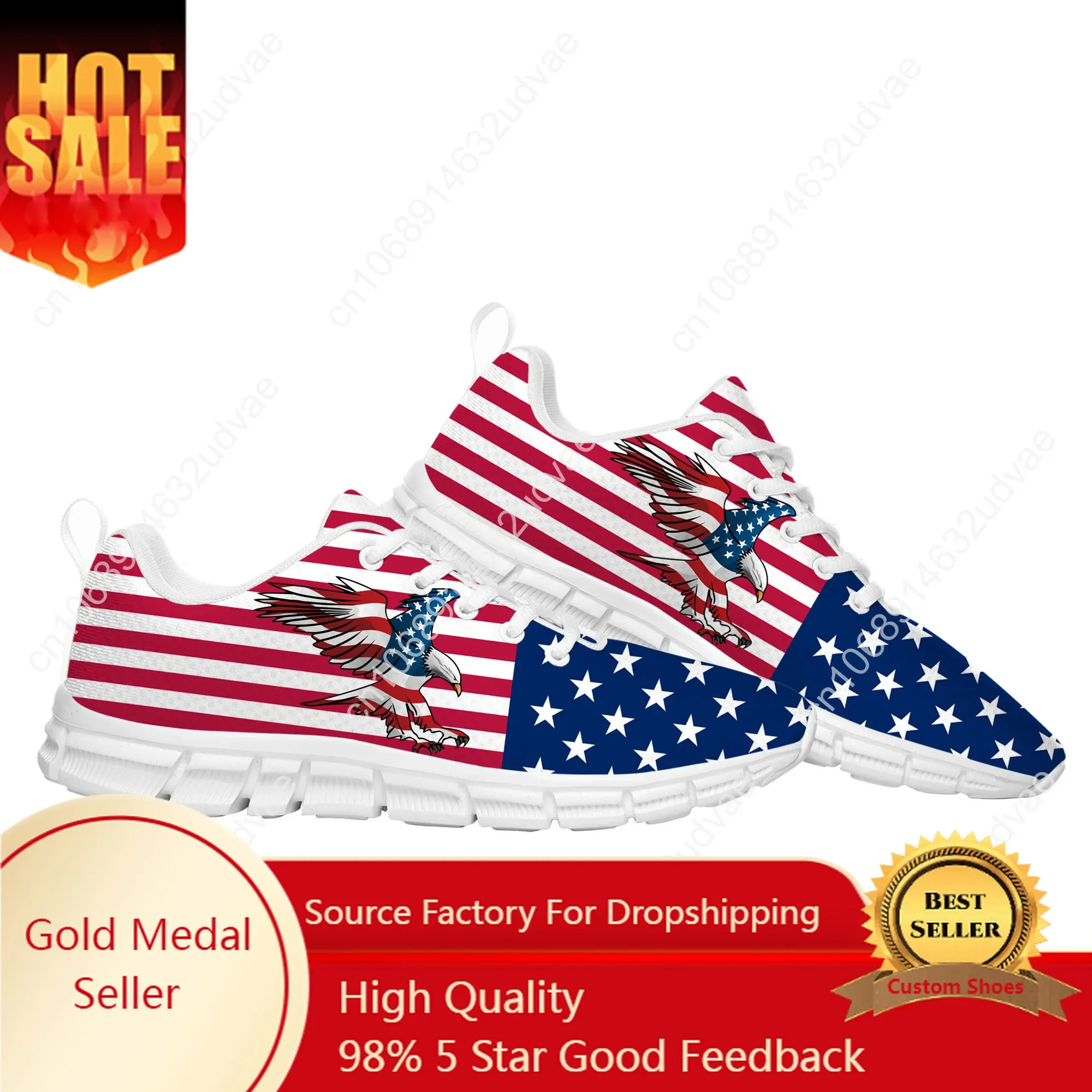 

USA Flag America Red Blue White Art Sports Shoes Mens Womens Teenager Kids Children Sneakers Casual Custom Quality Couple Shoes