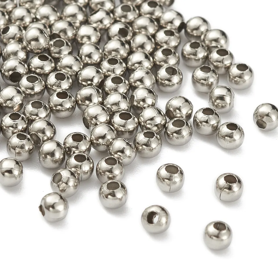 Stainless Steel Beads Metal Big Hole Spacer Beads for Jewelry Making Metal  Round Beads 3*4mm DIY Bracelet Necklace 200pcs - AliExpress