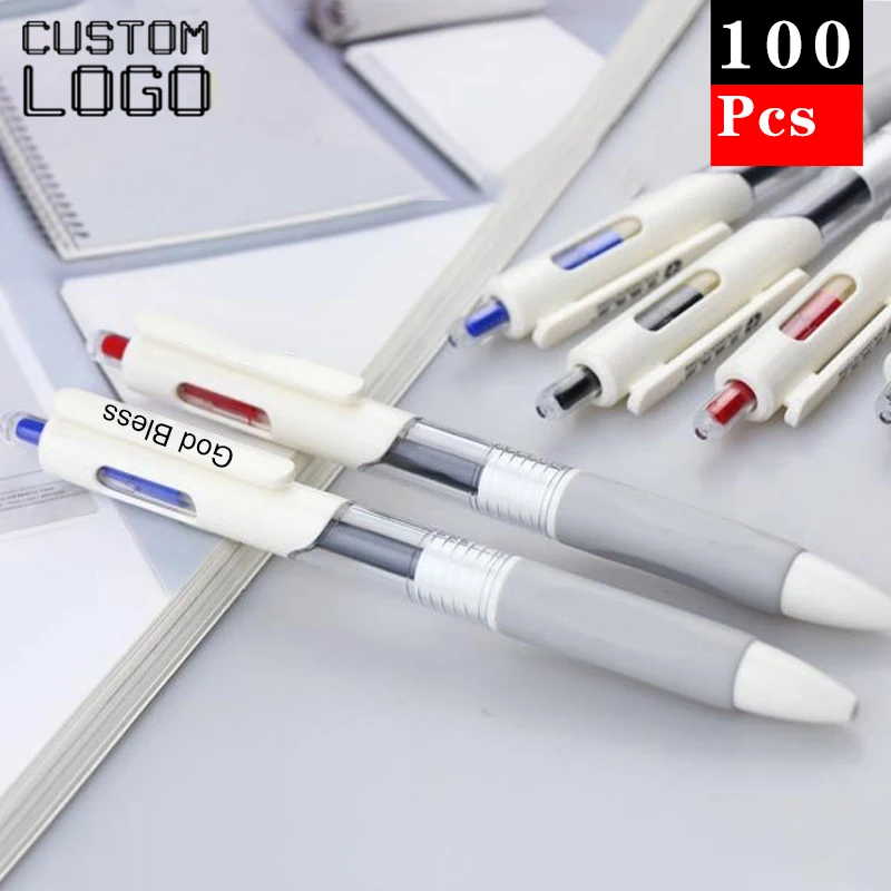 100pcs Press Neutral Pen Business Advertisement Office Personalized Gift Printing Logo Pen School Examination Stationery Pen