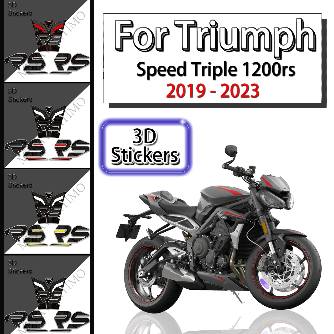 2019-2023 Motorcycle Decals Set for Triumph Speed Triple 1200rs - Gas Tank and Knee Grip Pads