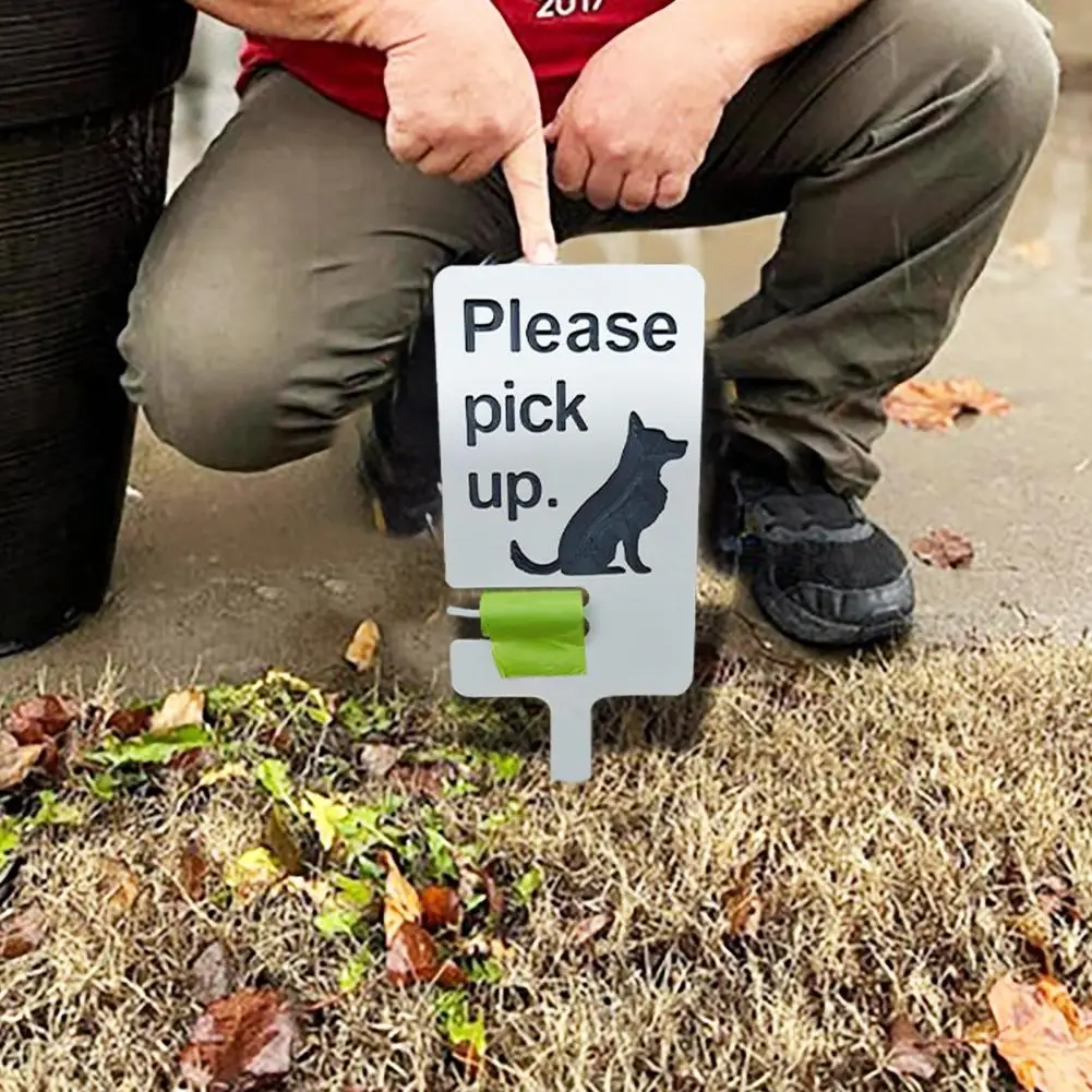Wooden Dog Poop Sign With Bag Holder Please Pick Up I Saw That Garden Yard Lawn No Pooping Dog Shit Cleaning Indicator Signs