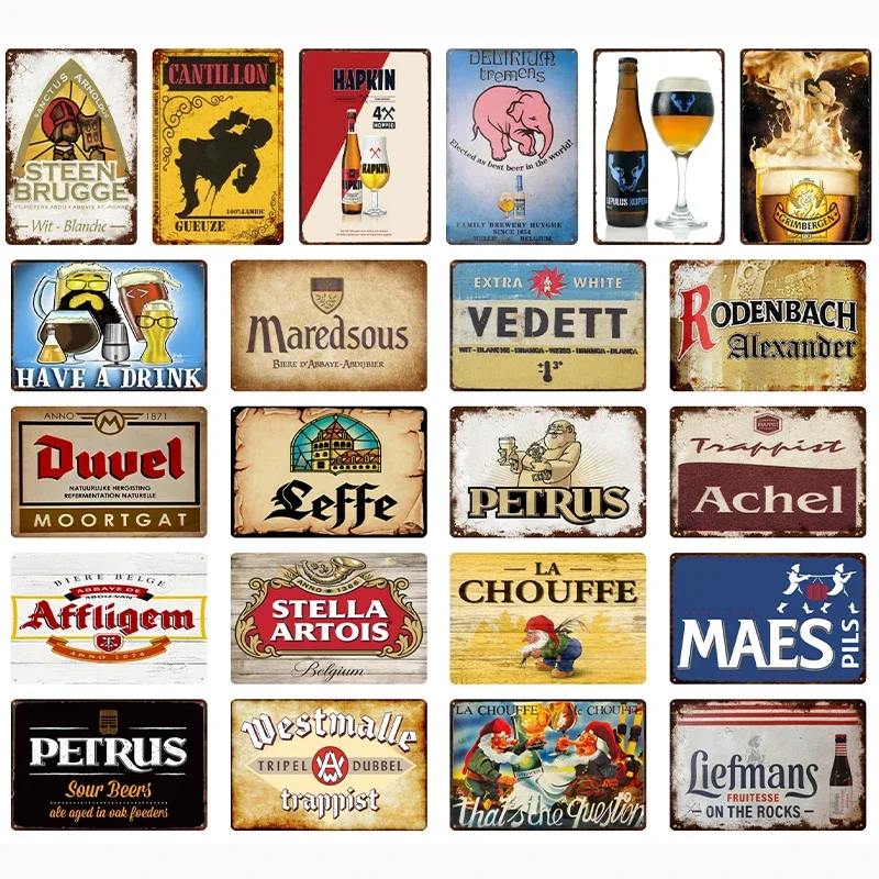 

Belgium Beer Retro Metal Poster Tin Bar Sign Wall for Room Bar Pub Club Man Cave Restaurant Home Decoration 12X8 inches A-1487