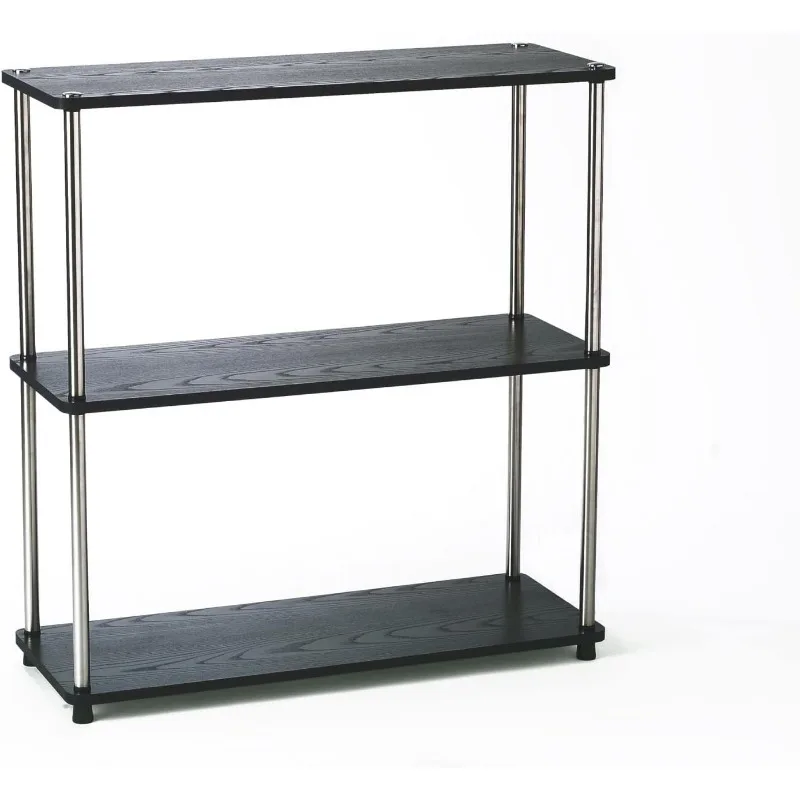 

Convenience Concepts Designs2Go 3 Tier Bookshelf, Black, 11.88"D X 31.5"W X 33.63"H, Book Shelf Furniture Book Rack