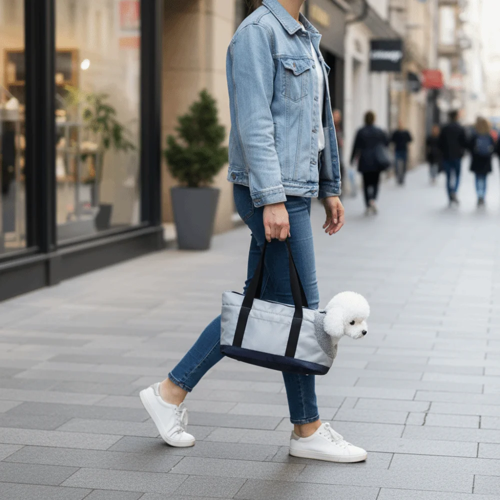 Portable Warm Pet Carrier Bag Waterproof Breathable Cat Sling Bag Foldable Color Block Pet Handbag Outdoor Activities