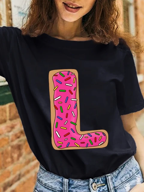 女性用半袖Tシャツ,カジュアル,ピンク,印刷された若い女性用Tシャツ