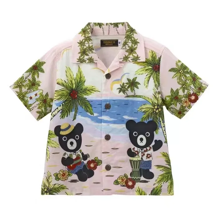 Boys' ShirtsSummer Trendy Resort-Style Short Sleeve Single-Breasted Shirt Tops