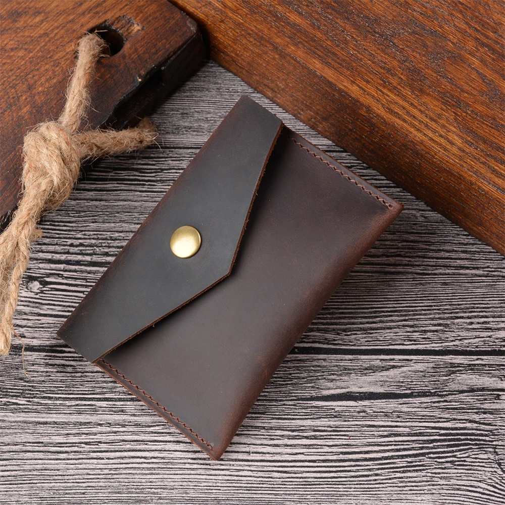 Aiguo Niu Handmade Genuine Leather Wallet-Multi-Card Slot ID Holder with Coin Pocket, Compact Business Card Organizer for Wome