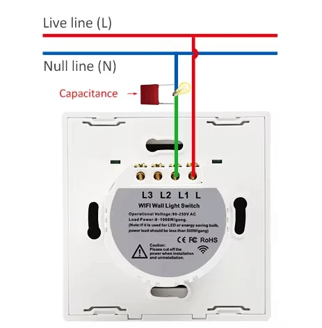 220V ohne Neutralleiter EU 1/2/3/4-fach EU WiFi RF 433MHz Smart Wireless Touch Wandlichtschalter mit Tuya Alexa Google – Detail 17