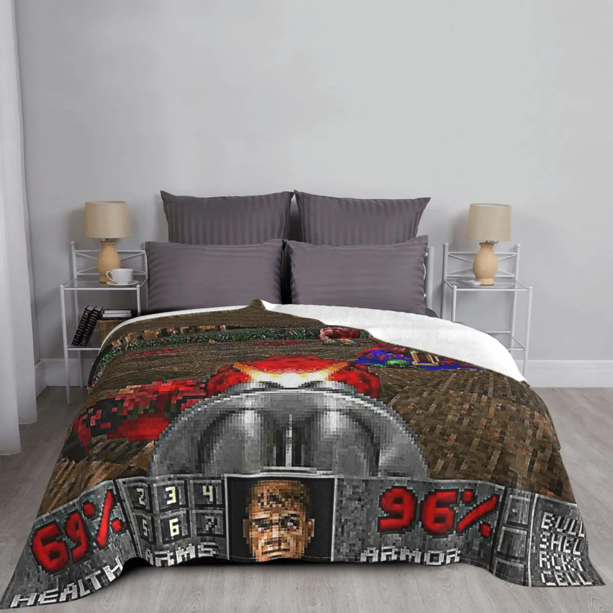 Game Blanket Flannel DOOM Cozy Soft FLeece Bedspread 5