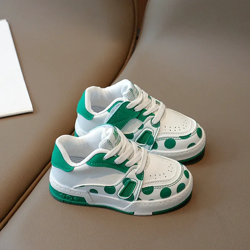 어린이 캐주얼 신발, PU 가죽 학생 워킹 슈즈, 소프트 도트 슈즈, 레드 컬러,  소년 소녀 패션 운동화