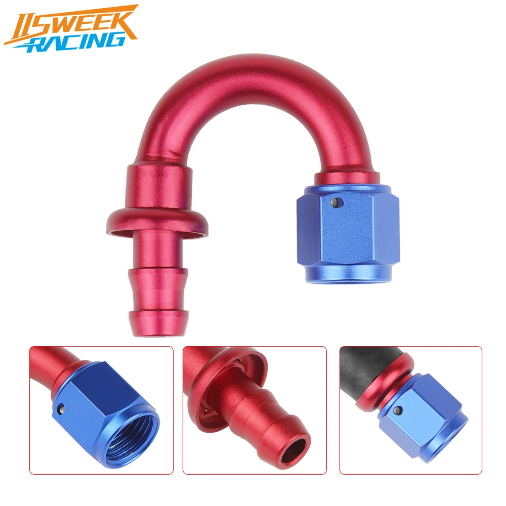Aluminum Alloy 180 Degree Push Lock Swivel Hose End Fitting Reusable