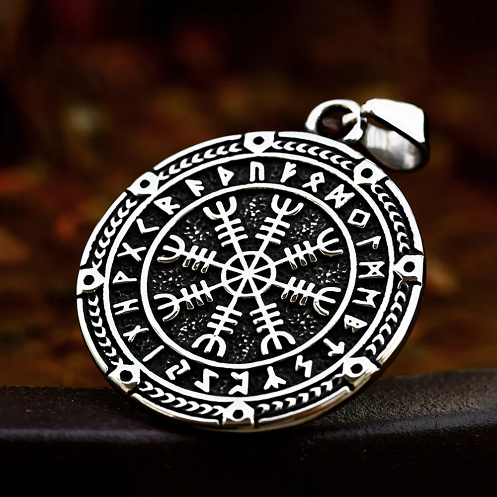 GENERICO Collar Hombre Vegvisir Brújula De Runas Vikingas Acero