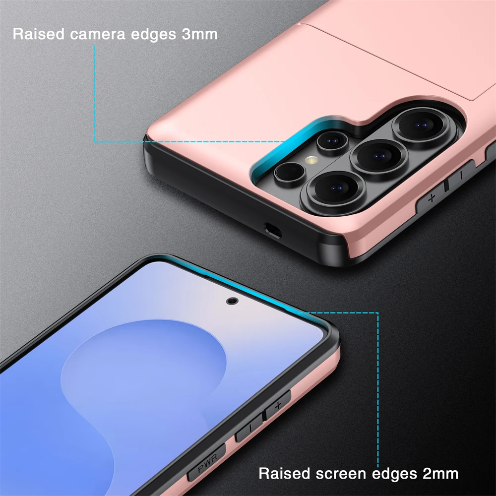 Ultimate Wallet Cover Card Holder Slot Shockproof Phone Case with Slider Card Feature