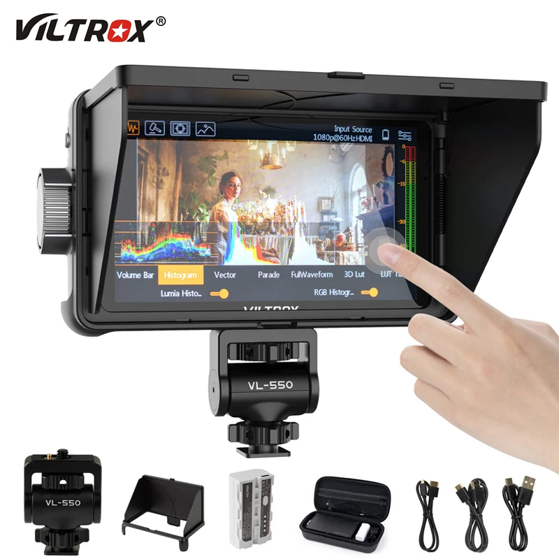 VILTROX DC-550 5.5 Inch 1200 Nits Camera Field Monitor HD 1920x1080 4K Touch Screen Video Monitor with 3D Lut Input Output