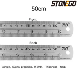 High Precision Double - Sided Stainless Steel Ruler Set (50cm)