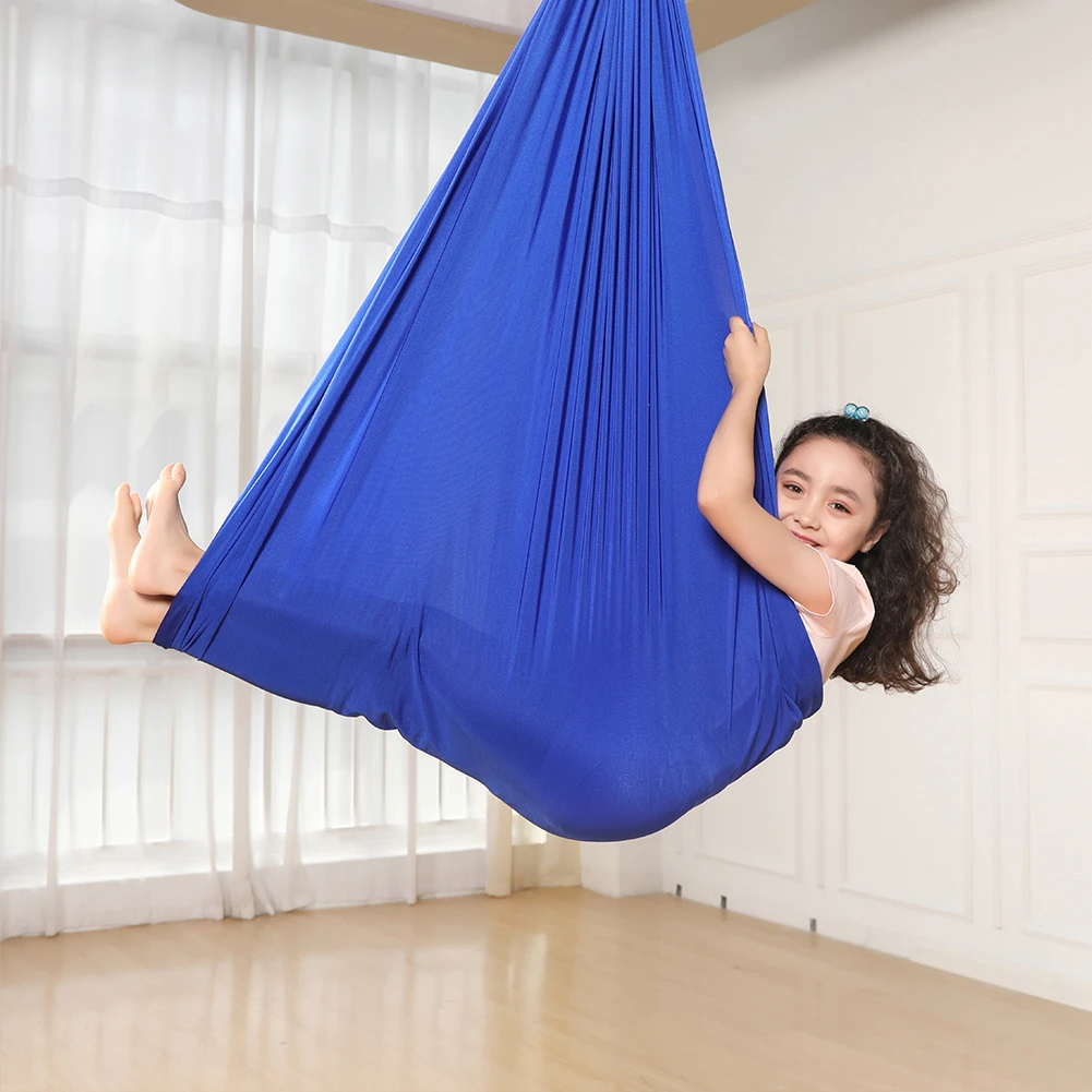 Description Picture 5 of item100x280cm Full set Kids Home Hanging Swing Seat Yoga Fitness Hammock Nylon Elastic Therapy Cuddle Wrap Aerial Yoga Equipment