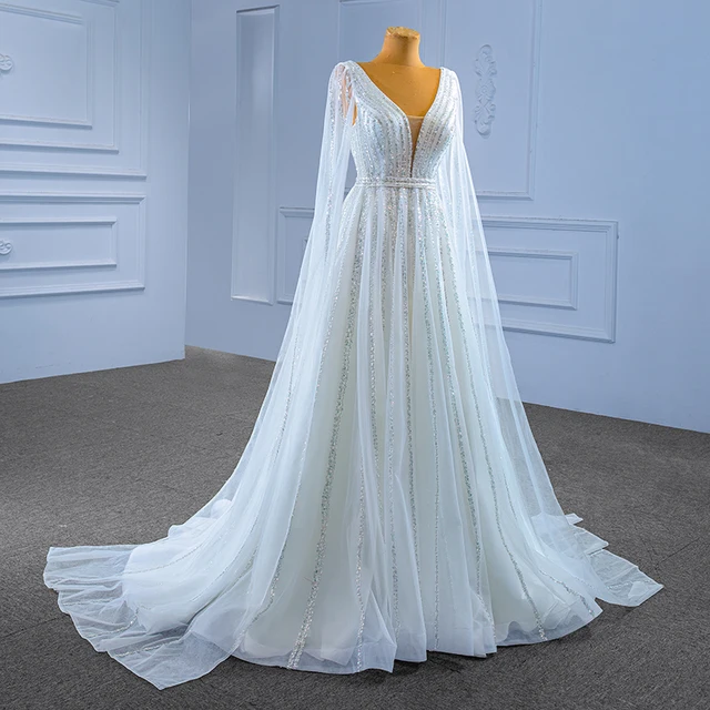 Boho Wedding Dress Aliexpress Online Shop Beading V Neck A-Line Bridal Dress RSM222151 Vestido De Novia 2022 Boda Elegante 2