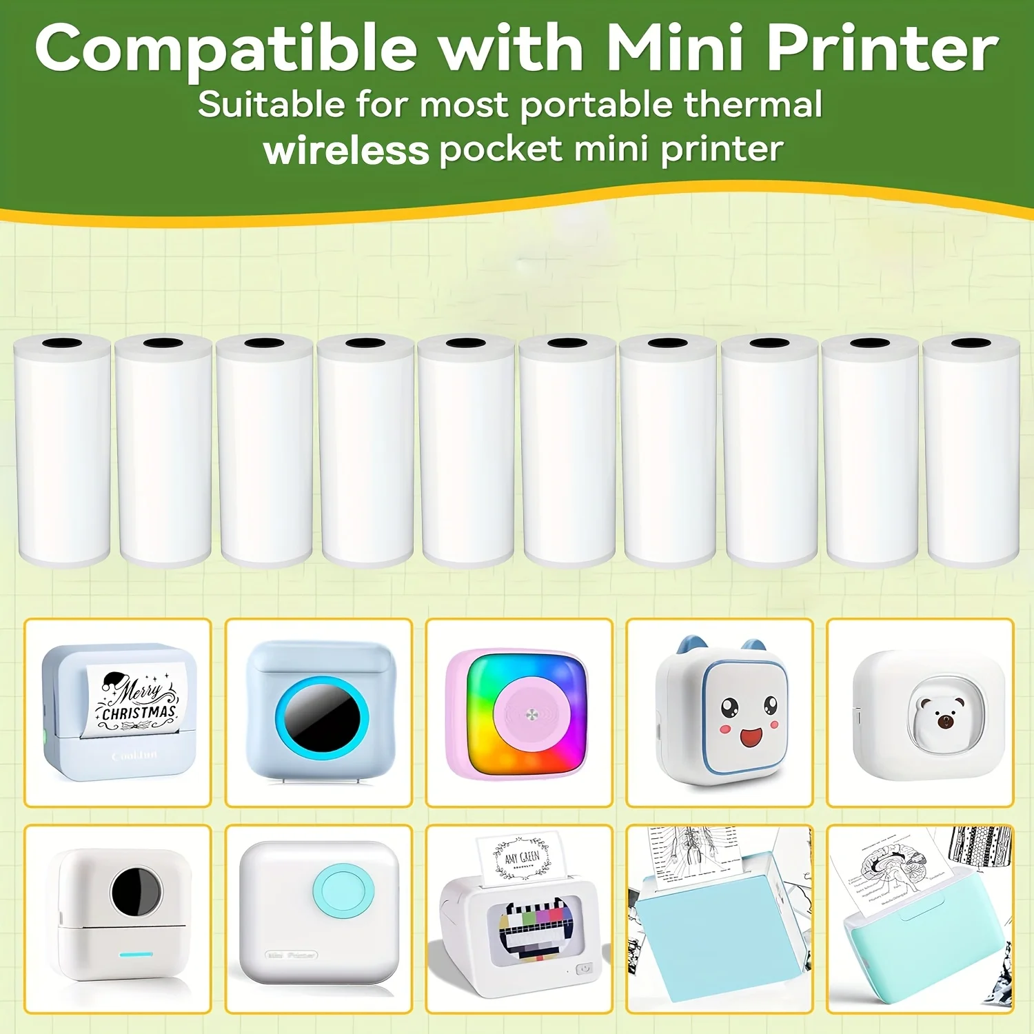 Blue Thermal Adhesive Sticker Paper Roll, 3-Pack - Printable for Photos, DIY Scrapbooking, Notes, Lists, Memos For Mini Printer