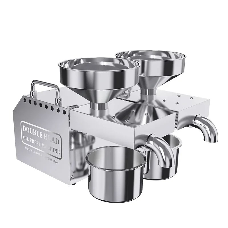 B02 Automatic small oil press machine stainless steel double head oil press intelligent temperature control oil press machine 3