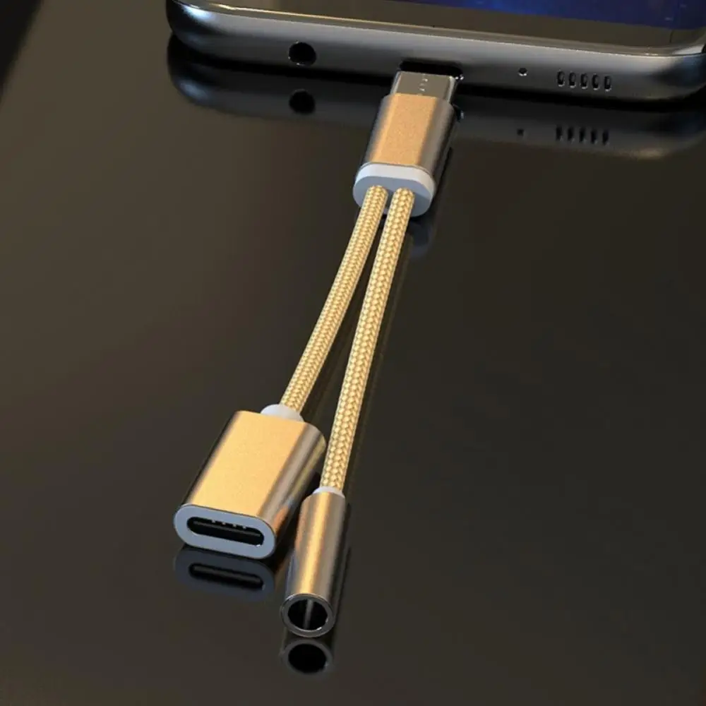 2 In 1 Type C To 3 5mm Charger Headphone Audio Jack USB C Type To AUX Connector Cable Adapter for