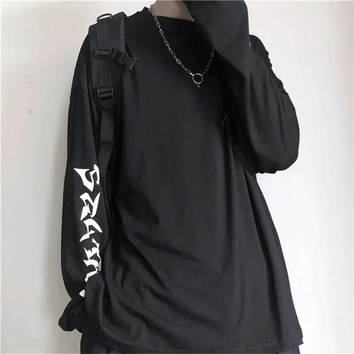 Kühlen Harajuku Ins T-shirt Hip Hop T-shirts Männer Frauen Casual Koreanische T Shirt Lange Hülse Lose T-shirt Streetwear Herbst Tops Männlich – Detail 8