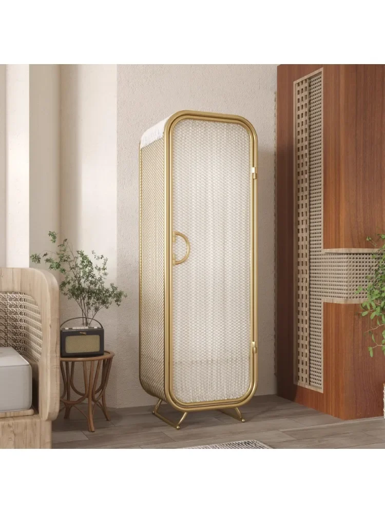 Light luxury children and girls environmentally friendly wrought iron decorative cabinet bedroom corner hanging wardrobe