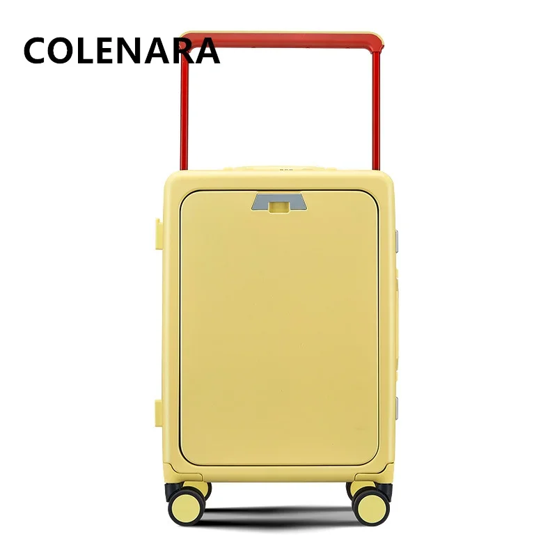 

COLENARA Rolling Suitcase PC Front Opening Boarding Box 20"24 Inch Aluminum Frame Trolley Case USB Charging Cabin Luggage