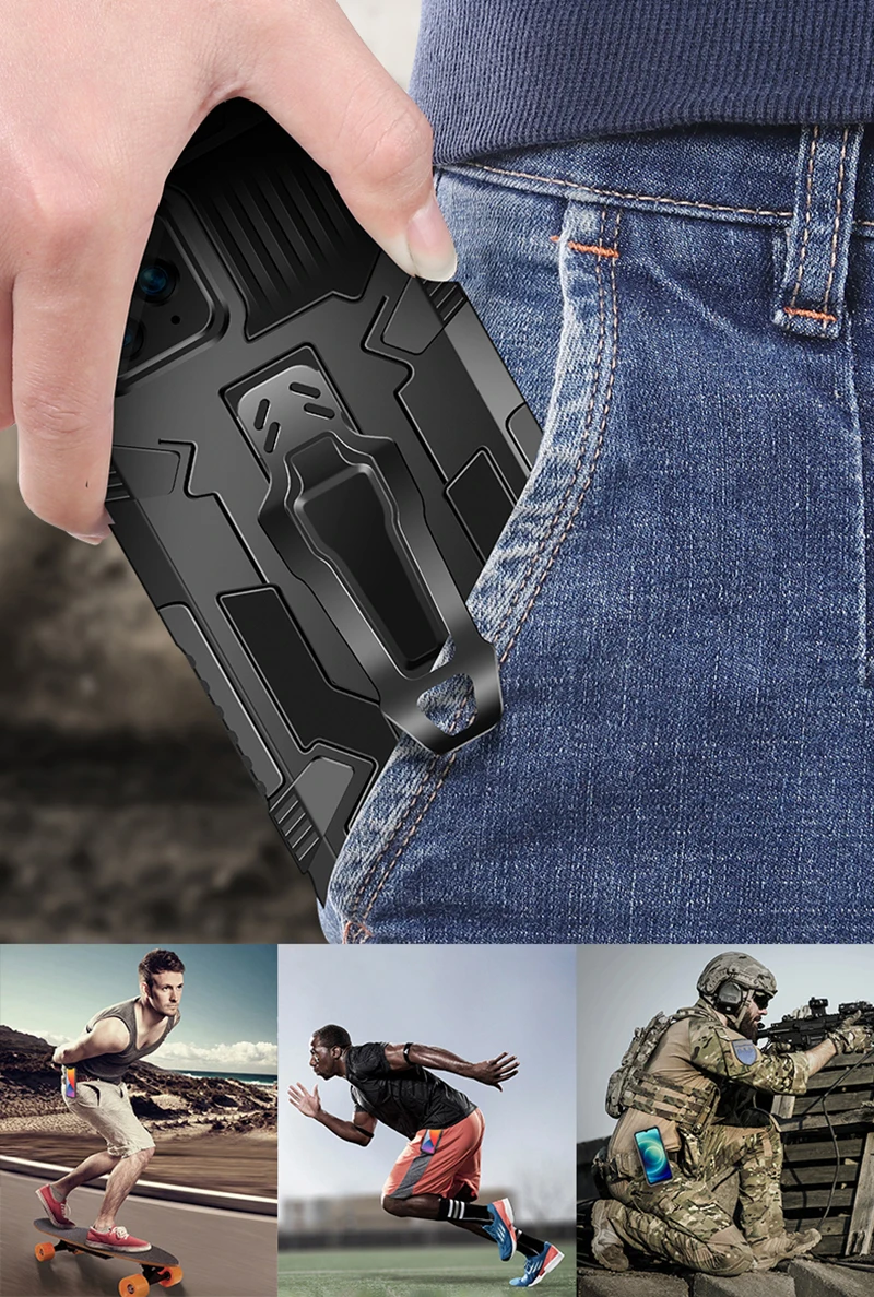 Durable Shockproof Armor Case with Belt Clip & Concealed Bracket