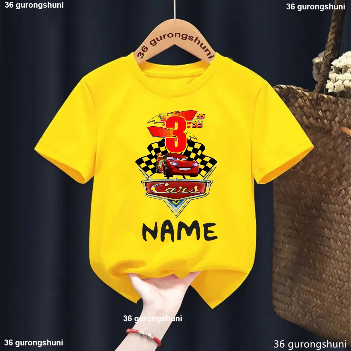 Cute Boys Tshirt, Car, Birthday Number 1-9 Years Boys T-Shirt Give Children'S Birthday Gifts Tshirt Personalized Name 4