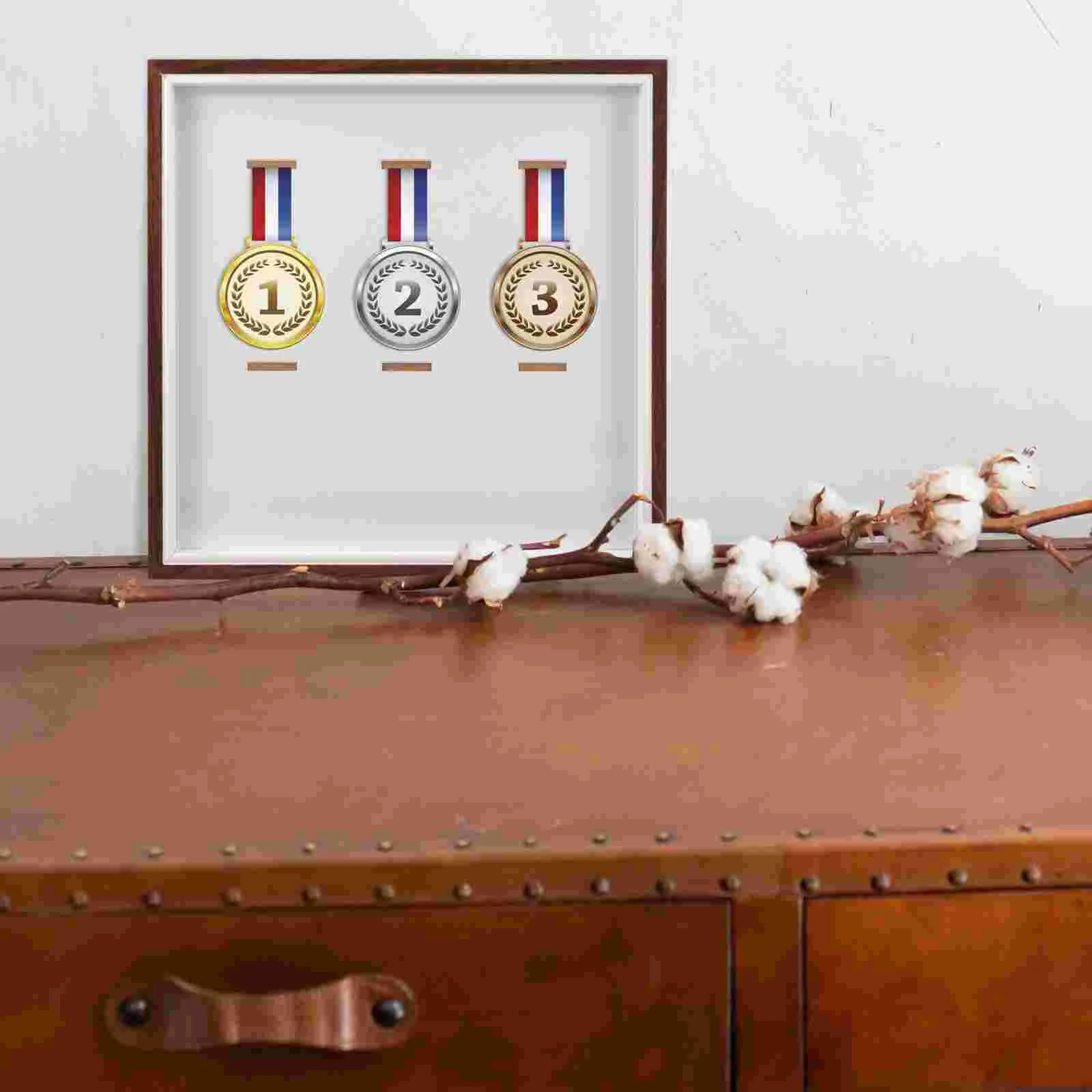 

Medal Display Photo Frame Shelf Marathon Badge Case Paper Picture Holder Showing Decorative Desktop
