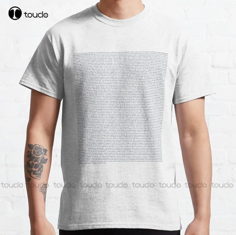 

New Gillard'S 2012 Misogyny Speech Transcript Classic T-Shirt Cotton Tee Shirt S-3Xl Oversized Shirts Custom Aldult Teen Unisex