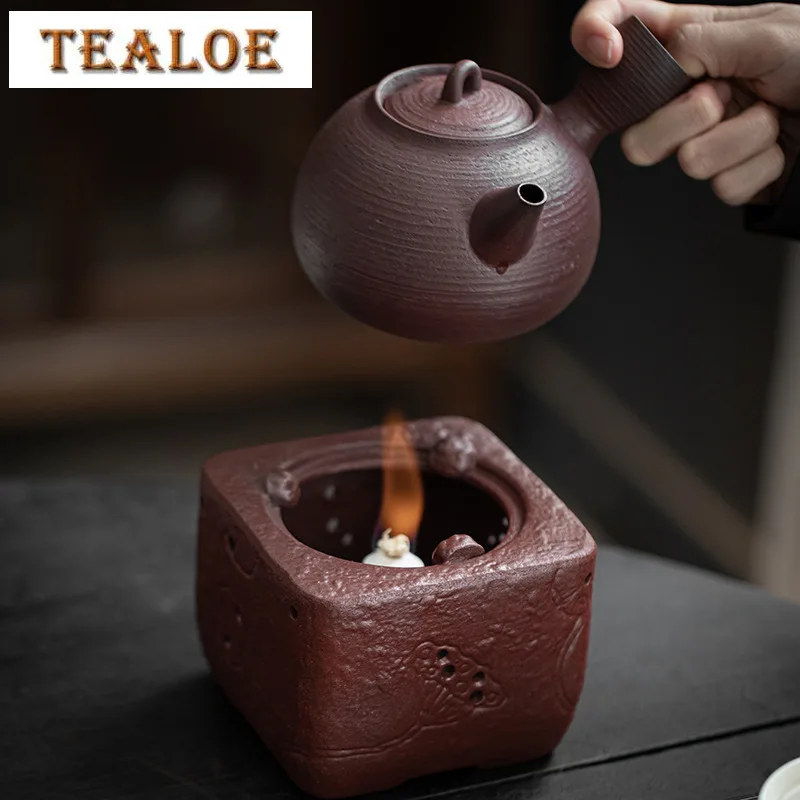 450ml Handmade Stoneware Teapot Heater Tea Stove Kettle Stand Warmer Candle Heating Furnace Chinese Kung Fu Tea Set Accessories