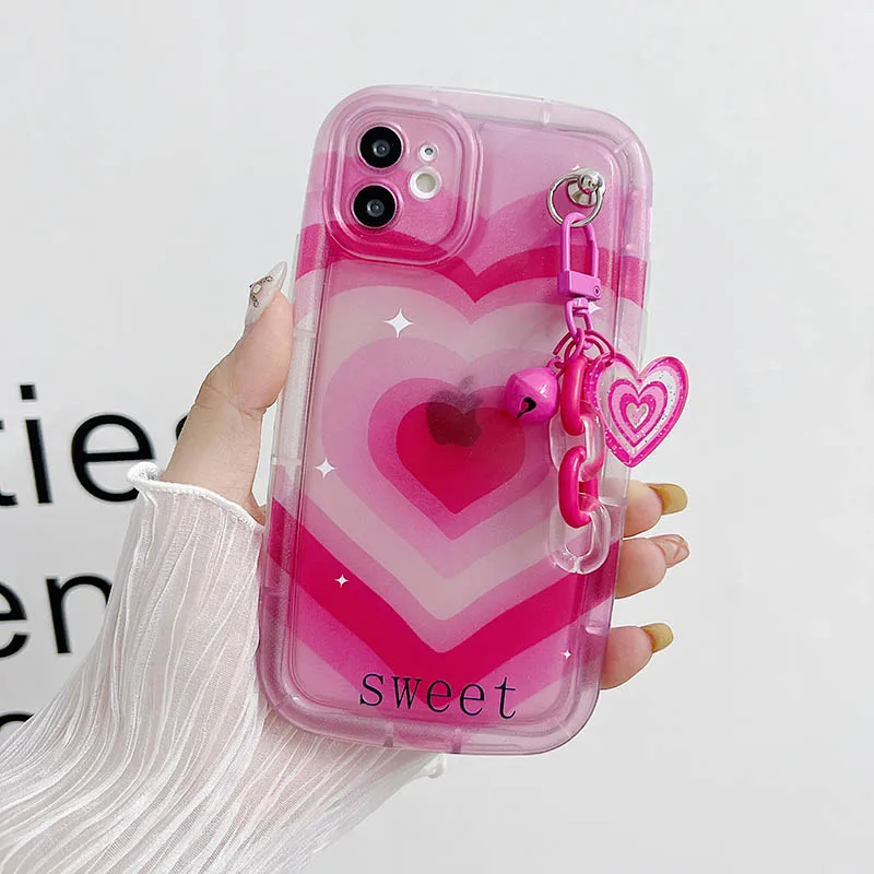 Love Heart Pink Purple Case For iPhone 14 15 Pro Max 13 11 12 Mini