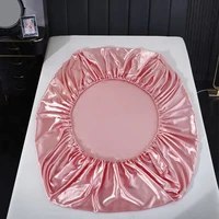 Satin Flatsheet Set High Quality Solid Color Bedsheet Set Single Double Queen King Size Fitted Sheet Set Luxury Bedding Sheet 6